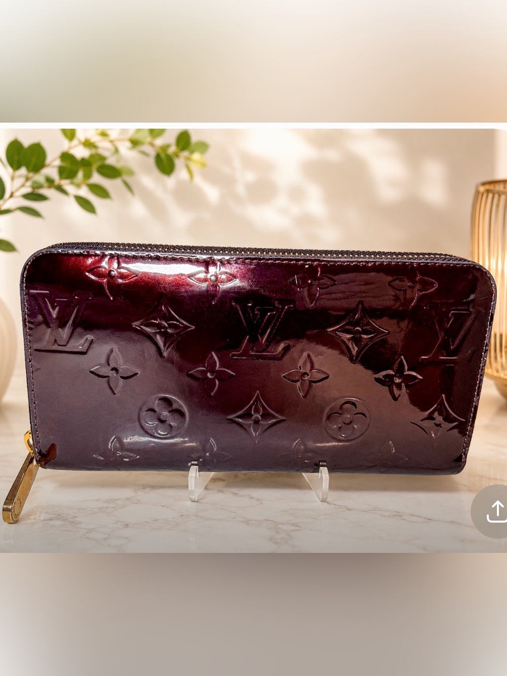 Louis Vuitton Patent Vernis Zip Wallet in Bordeaux